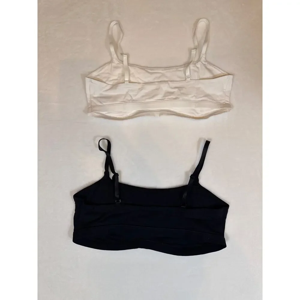 NWT Quince Organic Cotton Bralette 2 Pack in Black & White Size XL